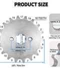 428 Chain Front Engine Sprocket 18T 17mm Width For 50cc 70cc 110cc 125cc 140cc 160cc Honda TaoTao Roketa Coolster Sunl Lifan Chinese ATV Quad Dirt Bike Includes Octagonal Wrench with size dimensions