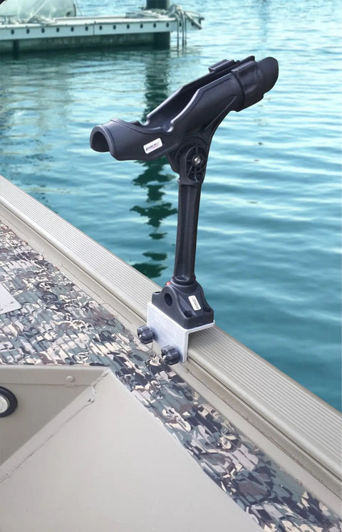 90 Degree Boat Track Rod Holder Extender for Versatrack Lund Ranger Lowe Gunnel Systems Marine Grade Aluminum Right Angle Bracket on boat rail