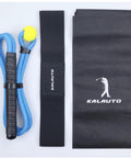 Rope Golf Swing Trainer Set For Indoor And Outdoor Practice With Swing Correcting Arm Band And Weighted Ball Blue Improve Swing Tempo Power And Consistency Like A Pro with black storage bag.