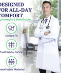 Unisex Lab Coat Pro Grade For Students And Professionals, 100% Cotton Sanforized To Prevent Shrinking, doctor wearing coat