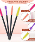 Four silicone brushes with varied shapes and colored bristles, part of the Complete 14 Piece Sewing Machine Cleaning Kit.