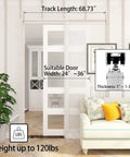 Commercial Grade 6Ft Pocket Door Hardware And Track Set With Soft Close Mechanism for 24-36 inch doors installed in a room