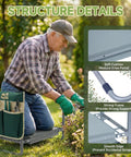 Senior man using 2-In-1 Garden Kneeler And Work Seat That Converts Between Kneeling And Sitting, Heavy Duty Foldable Garden Bench With Wider And Thicker EVA Pad, Portable Gardening Stool Includes Tool Handbag And Color Box.