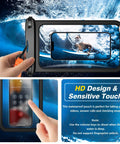 Hands holding Two Pack Waterproof Phone Pouch Go To Up To 10 Inch Large Universal IPX8 Dry Bag With Lanyard underwater view