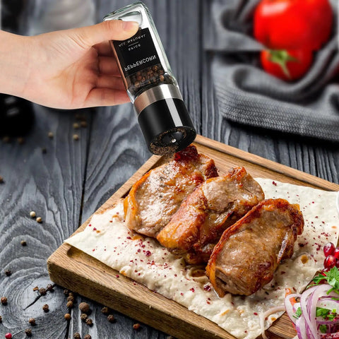 Using shaker pepper grinder from Glass Spice Jars Set 24 Pack Four Ounce Square Containers With Airtight Wood Lids