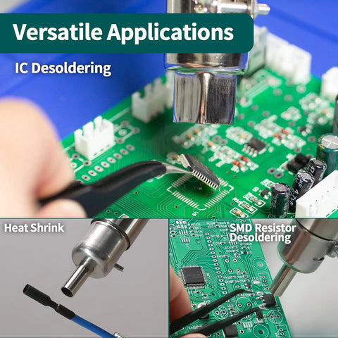 959D I Digital Hot Air Rework Station used for SMD Reflow Soldering and Desoldering on circuit boards.
