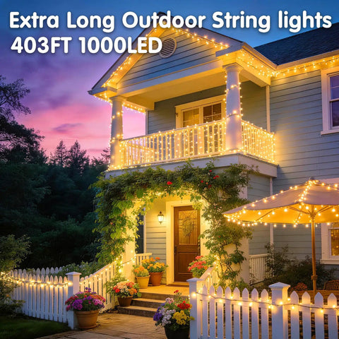 403 Feet Of 1000 LED Christmas String Lights Outdoor With 8 Modes And Timer Plug In Waterproof Fairy Lights For Yard Tree Patio Weddings Parties And Holiday Decor Party Ready Warm White
