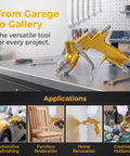 Smooth Operator Gold Toned Pneumatic Hvlp Paint Spray Gun With 1.3Mm And 1.8Mm Stainless Steel Nozzles on a workbench.
