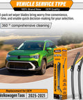 VW Taos Wiper Blade Set 26 Inch Front Left 18 Inch Front Right 12 Inch Rear All Season Replacement OEM Quality 2021 to 2025