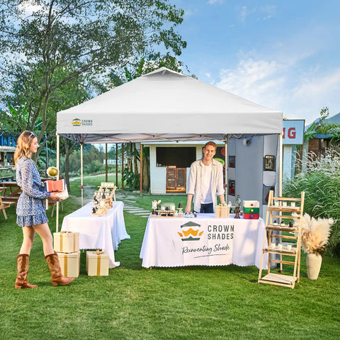 10x10 Pop Up Canopy Tent With One Button Easy Setup Center Lock No Fuss Instant Sun Shelter For Beach And Camp Portable Shade