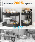 Total Game Changer Two Pack Under Sink Cabinet Organizer Rack with sturdy hooks showcasing jars and bottles for organized storage.
