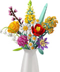 Epic Flower Bouquet Building Set With 1070 Pieces DIY Botanical Blocks For Home And Office Decor, Gift For Adults And Kids Ages 8 Plus Great Gift For Birthday And Valentine's Day Or Graduation Celebrations For Craft Lovers. multicolor bouquet in white vase