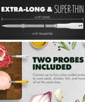 Smart Wireless Meat Thermometer With Two Ultra Thin Probes, WiFi Remote Range, Heat Safe To 1000F, Five Sensors No Guesswork For Maximum Accuracy, Real Time Temps, Rest Reminders, Guided Cooking For Grill, Oven, Smoker And Air Fryer, 4.75-inch probe