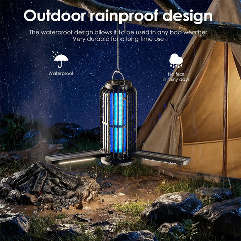2 Pack Solar Bug Zapper With 3 Solar Panels For Faster Charging, 4200V Mosquito Killer, Auto On Off LED Light, IP67 Waterproof