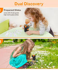 Child using Kid Friendly Handheld Microscope With 2.0 Inch Screen 1000X Magnification Rechargeable Pocket Digital Microscope Includes Slides Kit