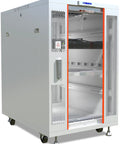 Heavy Duty 22U Floor Standing Server Rack In Sleek Gray With 35 Inch Deep Network Cabinet Bay Built In Cooling Fan Removable Side Panels And Secured Glass Door, featuring a secured glass door and cooling vents.