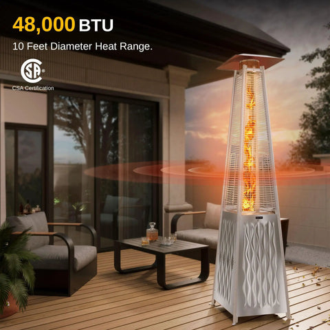 Powerful 48,000 BTU Pyramid Patio Heater With All Stainless Steel Construction Quartz Glass Tube Propane Outdoor Heater