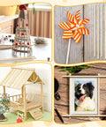 Premium Natural Wooden Dowel Rod Set Includes 80 Assorted Craft Sticks In Multiple Sizes used for crafting a decorative tree and pinwheel.