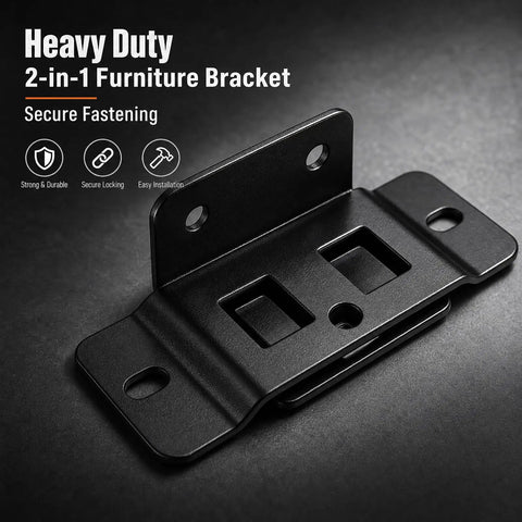 Heavy Duty 2-in-1 Furniture Bracket for Built Like A Tank Cold Rolled Steel Furniture Corner Braces, black finish.