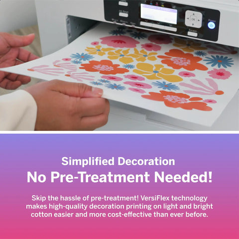 VersiFlex Light Heat Transfer Paper for Uncoated Fabrics Wood and More Self Weeding for Clean Sharp Transfers No Fuss Prep Ideal for Home Decor Gifts T Shirts Hats 100 Sheets 8 By 11 Inches being printed with floral design