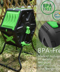 Lightweight Tumbling Compost Bin Single Chamber 18.5 Gallon 70 L Space Saving Garden Tumbler for Beginners shown outdoors