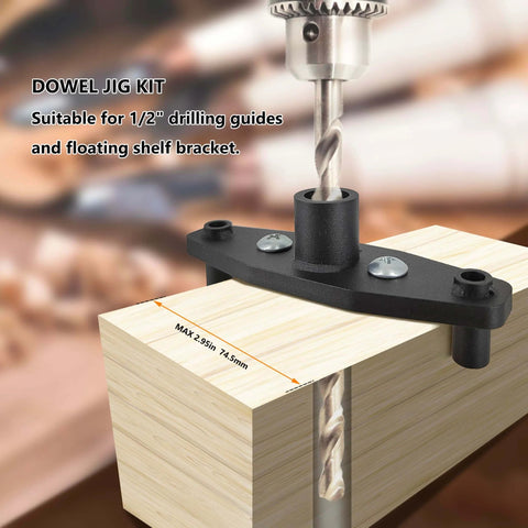 Pro Dowel Jig Kit For Floating Shelf Brackets Self Centering Drill Guide For Straight Holes Easy Hidden Shelf Install