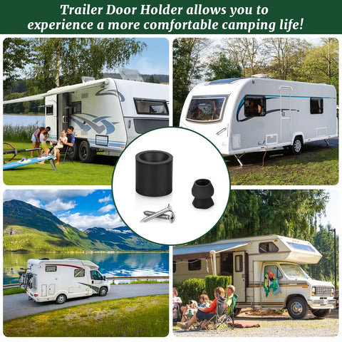 Ultimate RV Trailer Door Holder Catch Rubber Bumper for Latch Holder and Door Protection, family camping with RVs