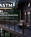 Modular Aluminum Deck Railing Kit Delivering Next Level Wobble Free Construction And Top Shelf IBC ASTM Certified Protection For Decks Patios And Stairs Featuring Tight Baluster Spacing showing outdoor railing and seating