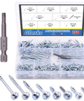 260 Piece Pocket Hole Screw Set with 8 Sizes Square Drive Coarse and Fine Thread Self Tapping Screws for Wood and Metal