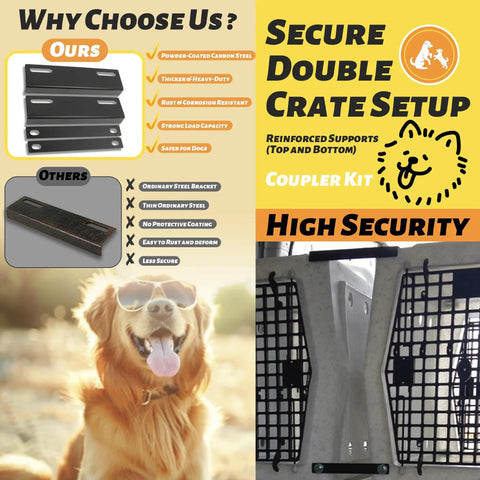 Two Kennels Side By Side Coupler Kit With Two Top Brackets And Two Bottom Braces Includes Eight Mounting Bolts And Washers
