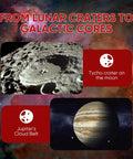 Lunar craters and Jupiter's cloud belt, enhanced view using 80mm Aperture Refractor Telescope With 900mm Focal Length 270x High Powered Astronomy Scope Stainless Steel Tripod Red Dot Finder Carry Bag And Phone Adapter For Adults.