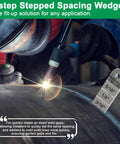 Two Pack 7 Stepped Pipe Spacer Wedge Gauge Three Quarter Inch By Four Inch For Pipe Spacing And Welding in use on pipes