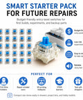 Blue 3 Pin Clicky Mechanical Keyboard Switches Set Pre Lubed MX Compatible RGB For Repair Custom Builds Typing Gaming And DIY Projects Great Replacements For Worn Or Inconsistent Keys 25 Pack, 25 clear switches
