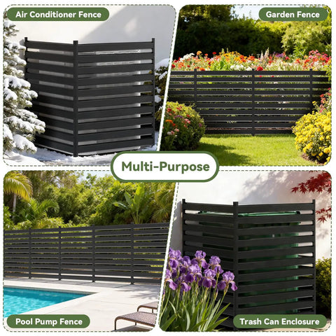 Outdoor Louvered AC Fence Screen Two Panels Privacy Screen for Hiding Air Conditioner Unit and Trash Cans; garden and pool views