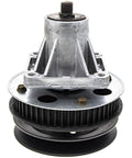 Front view of Replacement Spindle Assembly Blade for Lawn Mowers and Decks OEM 918-04438C, metal structure, USA made.