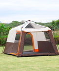 Large Family Tent For 6-8 People With Instant Setup In 60 Seconds, Spacious Two Rooms, Three Doors, Waterproof, Brown