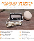 Egg Temperature Monitor With Large Digital Display For Inside Egg Readout Min Max Memory Celsius And Fahrenheit Precise Hatching Thermometer For Incubators Easy To Read Egg Gauge For DIY Hatchers showing screen and probe