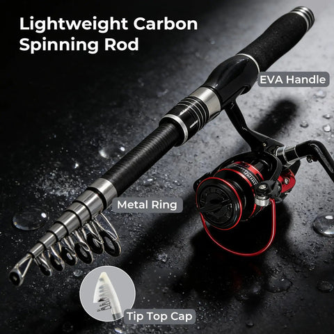 Telescopic Fishing Rod And Reel Combo With Carrier Bag For Freshwater Angling Lightweight Two Piece Spinning Rod Set detail view