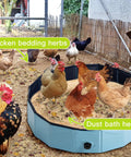 Chickens using Natural Chicken Hen House Bedding With Herbs And Flowers For Nesting Boxes Odor Control And Freshness.