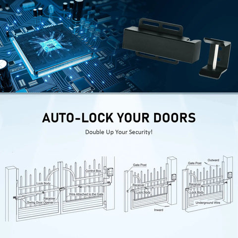 Heavy Duty Electric Gate Lock For Single Or Double Swing Gates, 24VDC Magnetic Gate Latch With Weatherproof IP44 Casing diagram