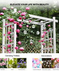 White PVC Garden Arch with Gate for Weddings and Outdoor Decor Insta Worthy Ceremony Backdrop Stand with roses and lanterns