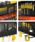 Pegboard Wall Organizer For Garage Storage 48 By 36 Inch With Hooks And Bins Tool Panel System 72 Piece Set showcasing tools