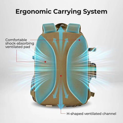 Fishing Tackle Backpack With Rod And Gear Holder For All Day Outdoor Use Lightweight Water Resistant Shoulder Bag Khaki