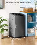 Front view of gray Comfee portable washing machine with LED display