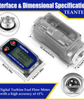 Turbine Flow Meter Three Quarters Inch Digital LCD Display With NPT Connection Portable Fuel Flow Meter For Diesel Kerosene Gasoline