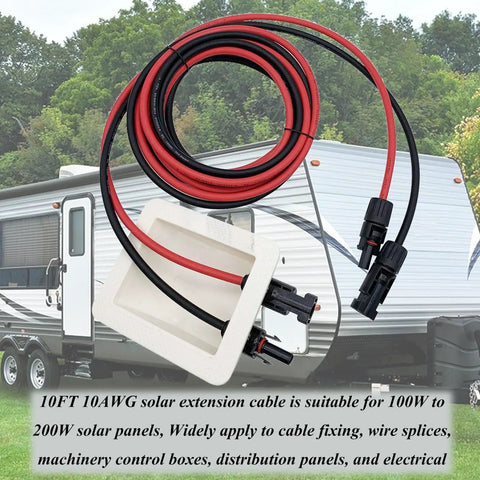 Solar Cable Entry Gland Housing For RVs Campers Boats And Vehicles No Fuss Through Roof Entry Box With 10ft 10AWG Solar Extension Cable White Entry Gland Easy Glue Or Screw Install showing RV roof cable pass-through