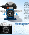 Instant Hot Water Delivery Recirculation Pump Replacement Kit With Durable Brass Valves and Quick Connect Lines, 110V motor, showing installation instructions.
