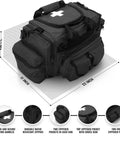 Black Deluxe EMS Trauma Bag For First Responders With Eight Pockets And Removable Organizer, 22x11x11.5 Inches, PVC Coated