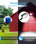 18000LM LED Barn Light 120W 5000K Dusk To Dawn Outdoor Security Flood Light with Photocell in action on barn wall.
