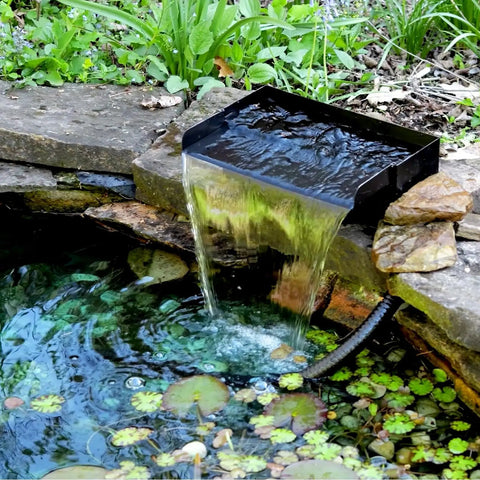 Pond Waterfall With Pump Kit 304 Stainless Steel Spillway Easy Install 40W 660GPH Pump 9.8Ft Corrugated Tubing for garden pond